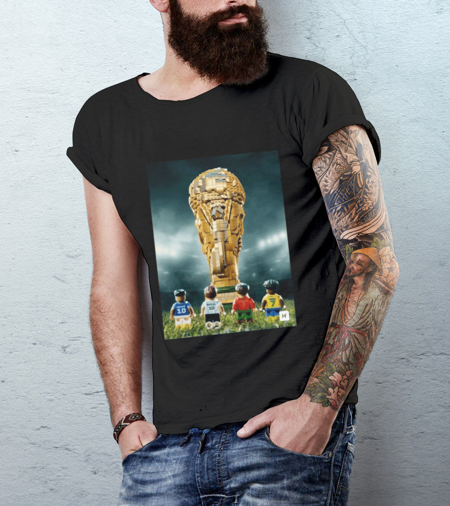 LEGO Football Legends FIFA World Cup 2026 Trophy Lionel Messi Cristiano Ronaldo Kylian Mbappé Vinicius Junior T-Shirt