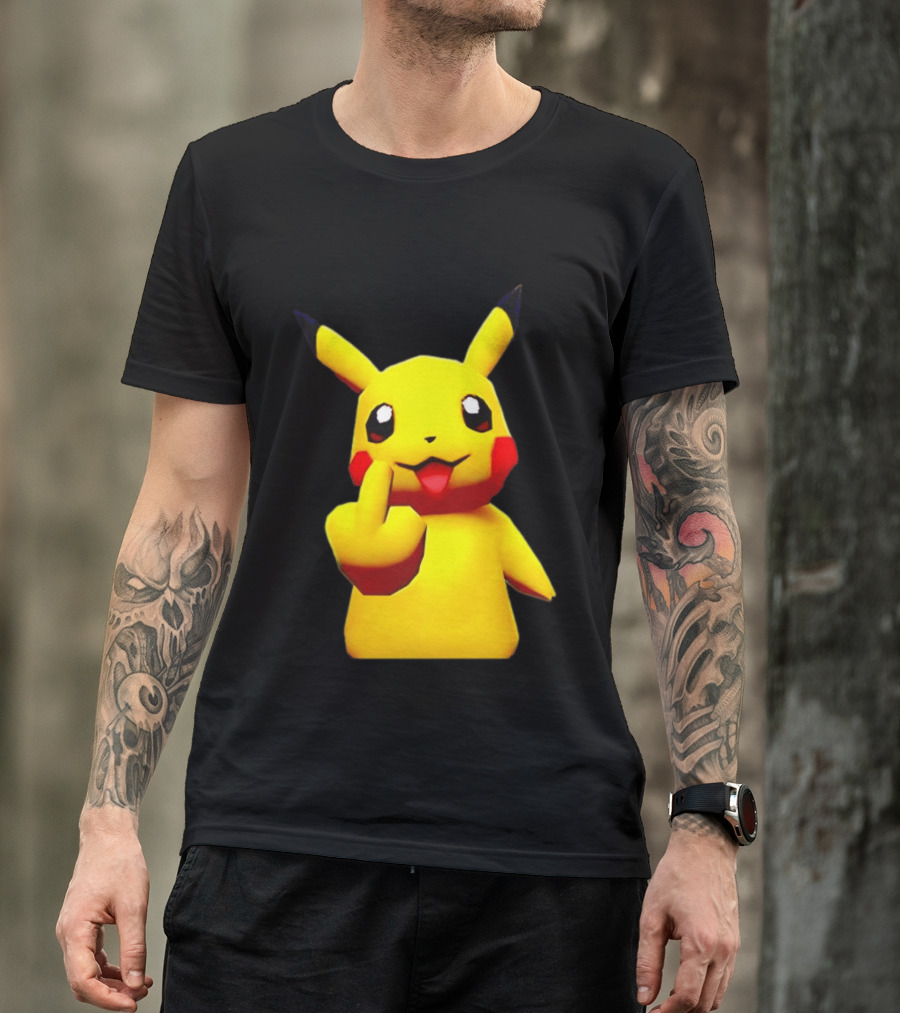 Pikachu Pokémon Middle Finger Gesture T-Shirt
