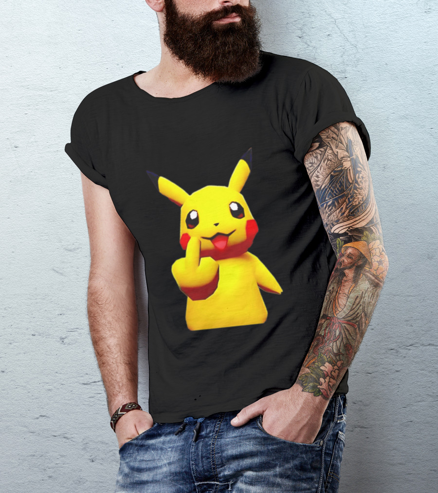 Pikachu Pokémon Middle Finger Gesture T-Shirt