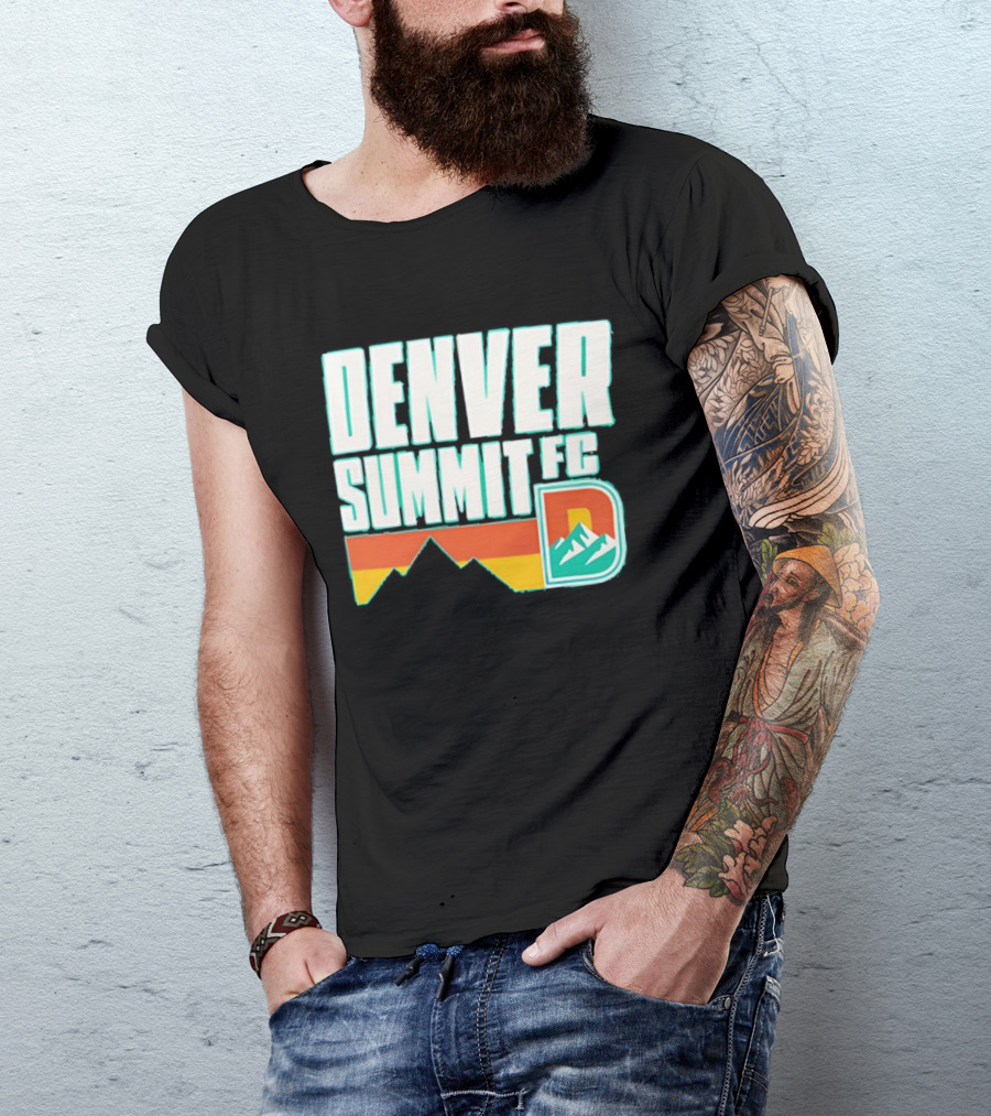 Denver Summit FC Mountains D Emblem Olive Wordmark T-Shirt