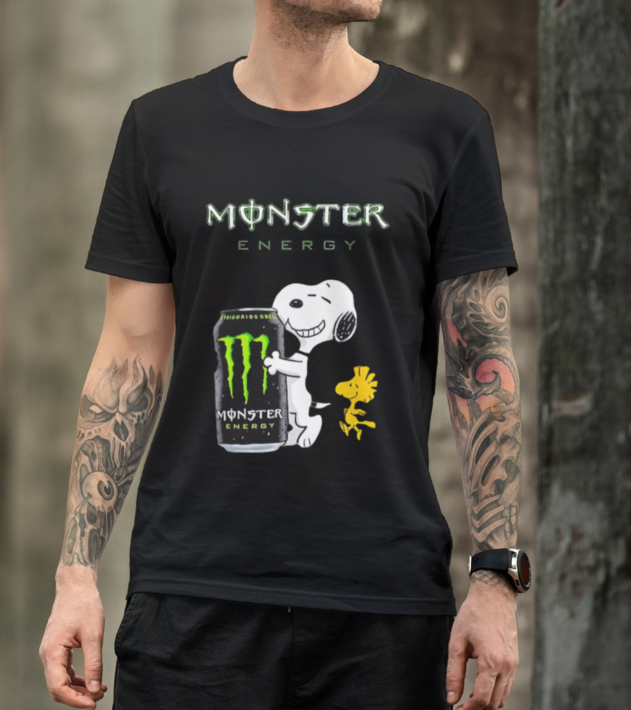 Snoopy And Woodstock Hugging Monster Energy Can Collaboration T-Shirt