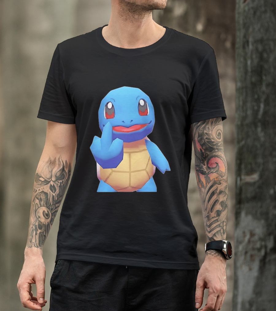 Squirtle Pokémon Gesture Middle Finger Playful Attitude T-Shirt