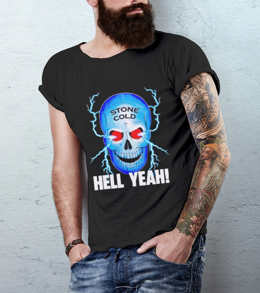 Stone Cold Steve Austin Skull Hell Yeah Electric Blue Lightning T-Shirt