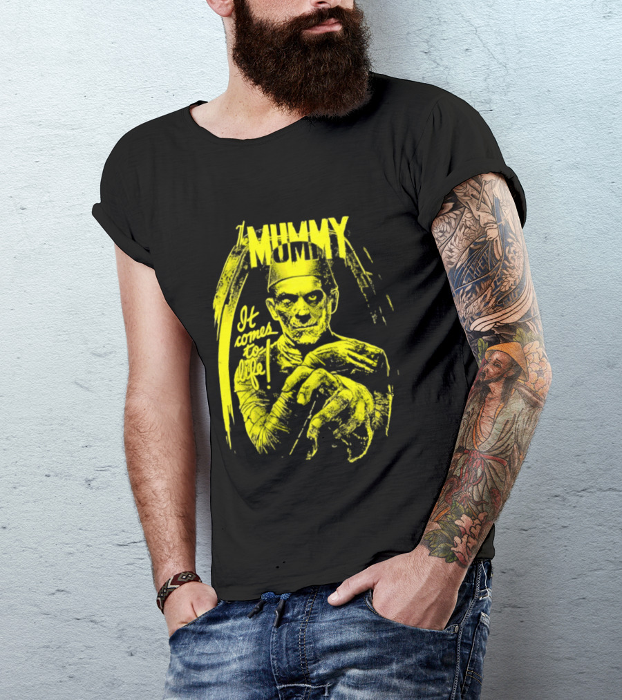 The Mummy It Comes To Life Horror Classic Vintage Yellow T-Shirt