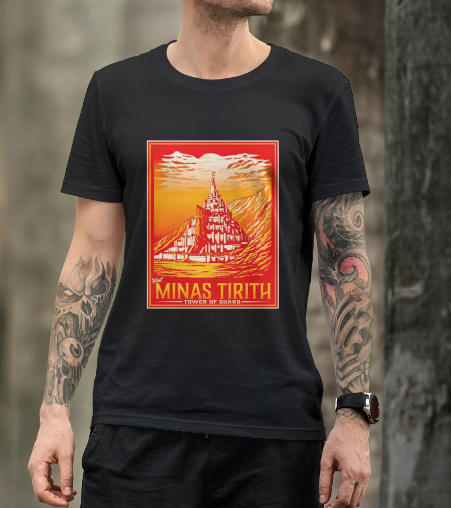 Visit Minas Tirith Tower Of Guard Fantasy Travel Middle Earth T-Shirt