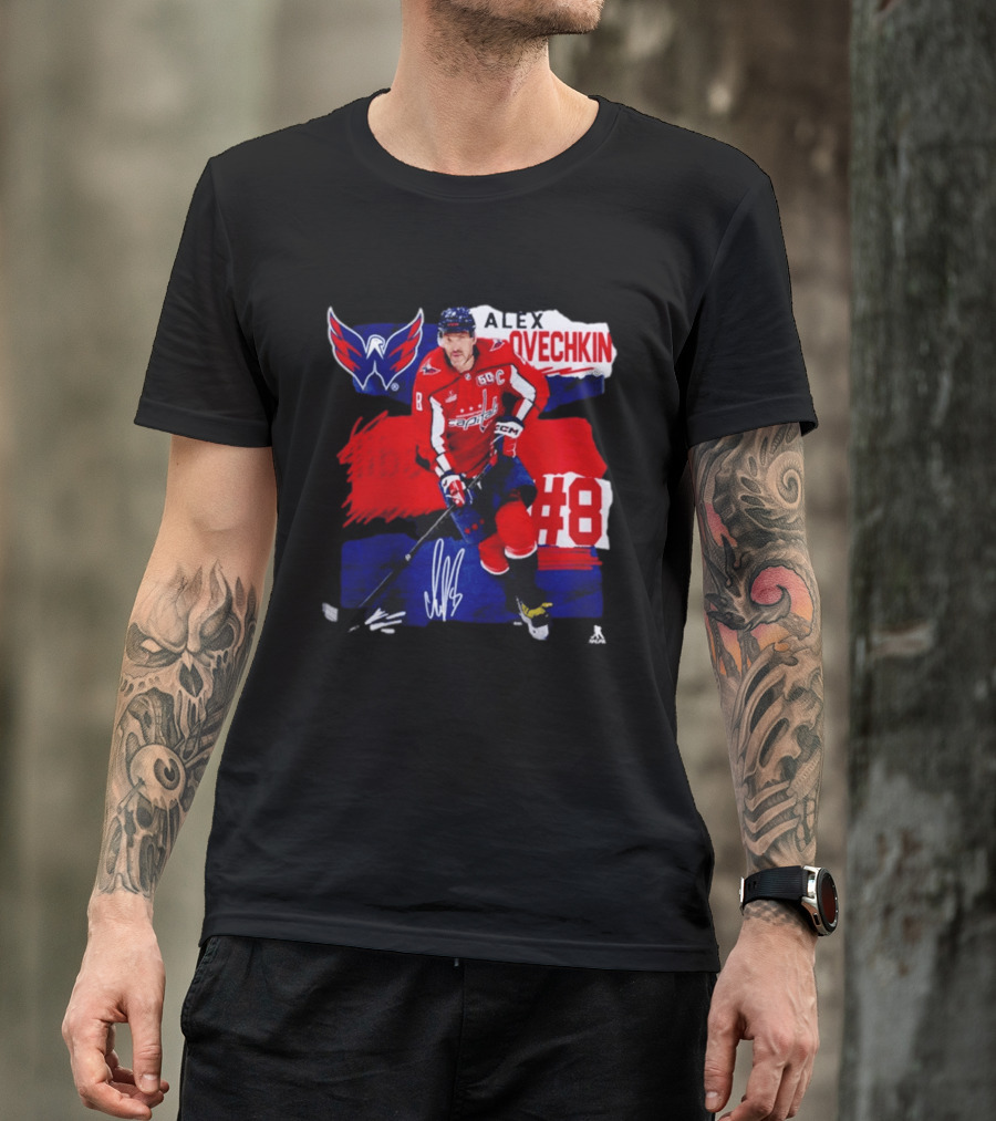 Washington Capitals Alex Ovechkin #8 Hockey Signature T-Shirt
