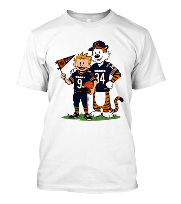 Calvin Hobbes Bears 9 34 Football Fan Outfit T-Shirt