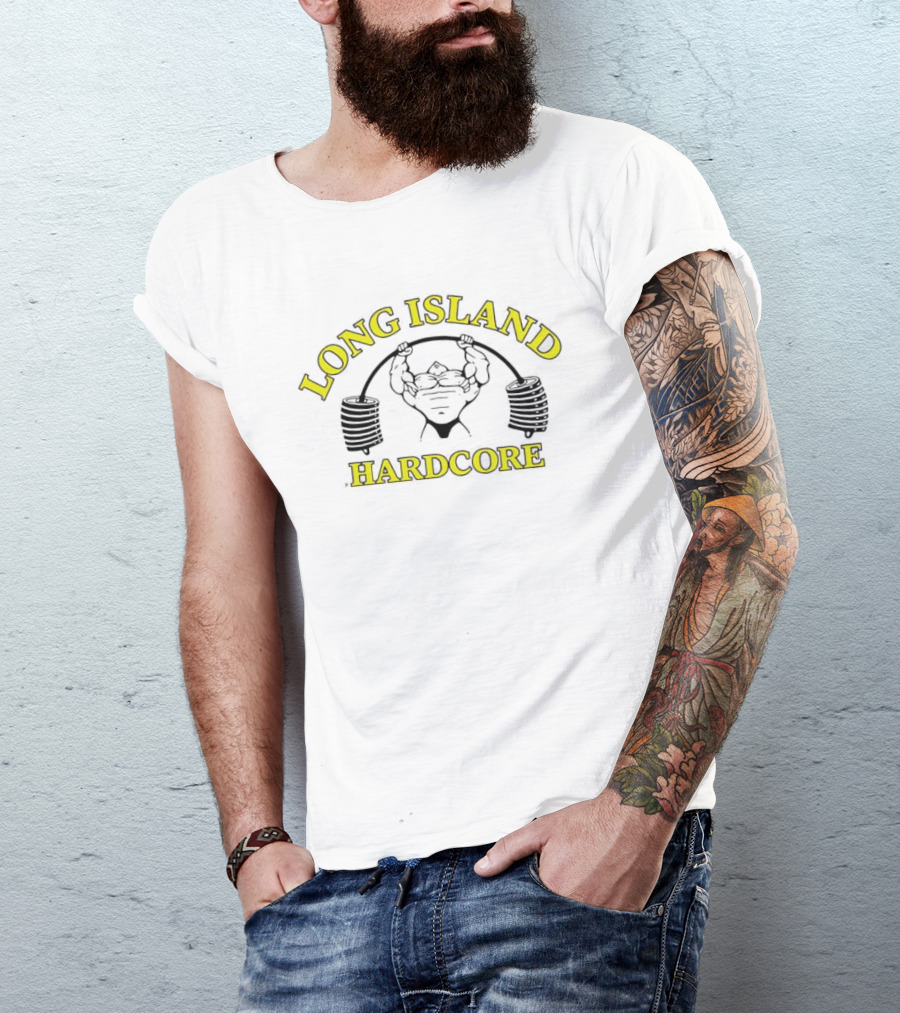 Long Island Hardcore Weightlifting Skull Motif T-Shirt