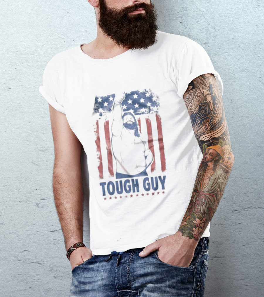 Hacksaw Jim Duggan Tough Guy American Flag Patriotic Wrestling T-Shirt