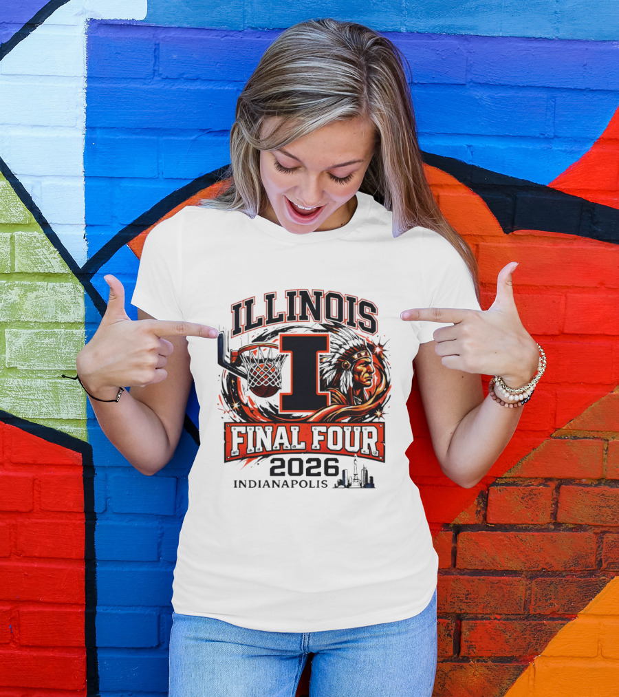 Illinois Basketball Final Four 2026 Indianapolis I Logo And Native American T-Shirt