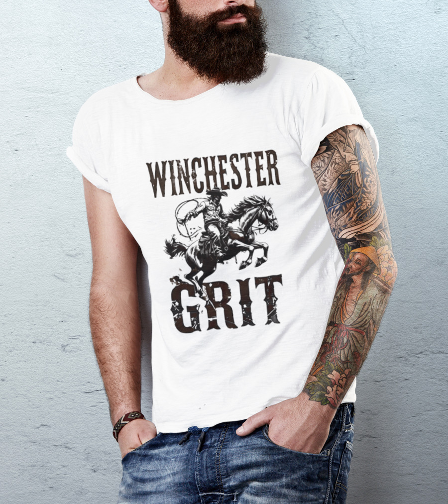 Winchester Grit Cowboys Horses Western Rider T-Shirt