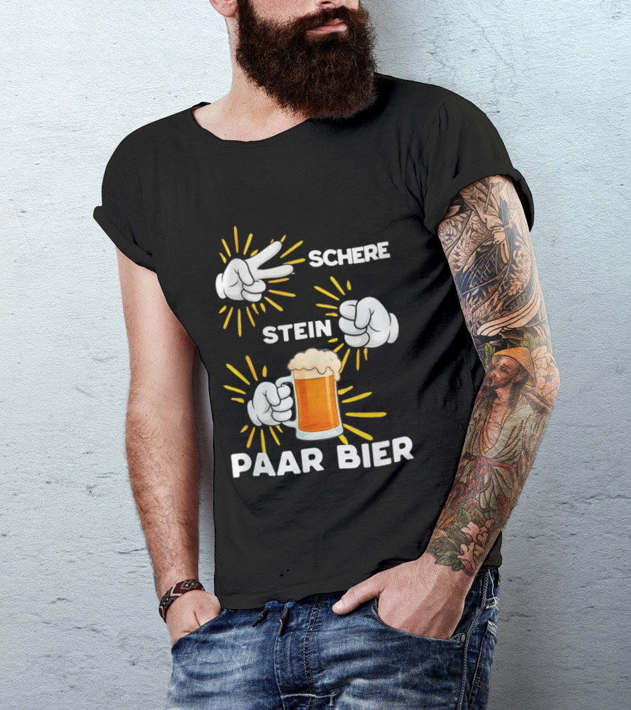 Bachelor Party Schere Stein Paar Bier Fun Celebration T-Shirt
