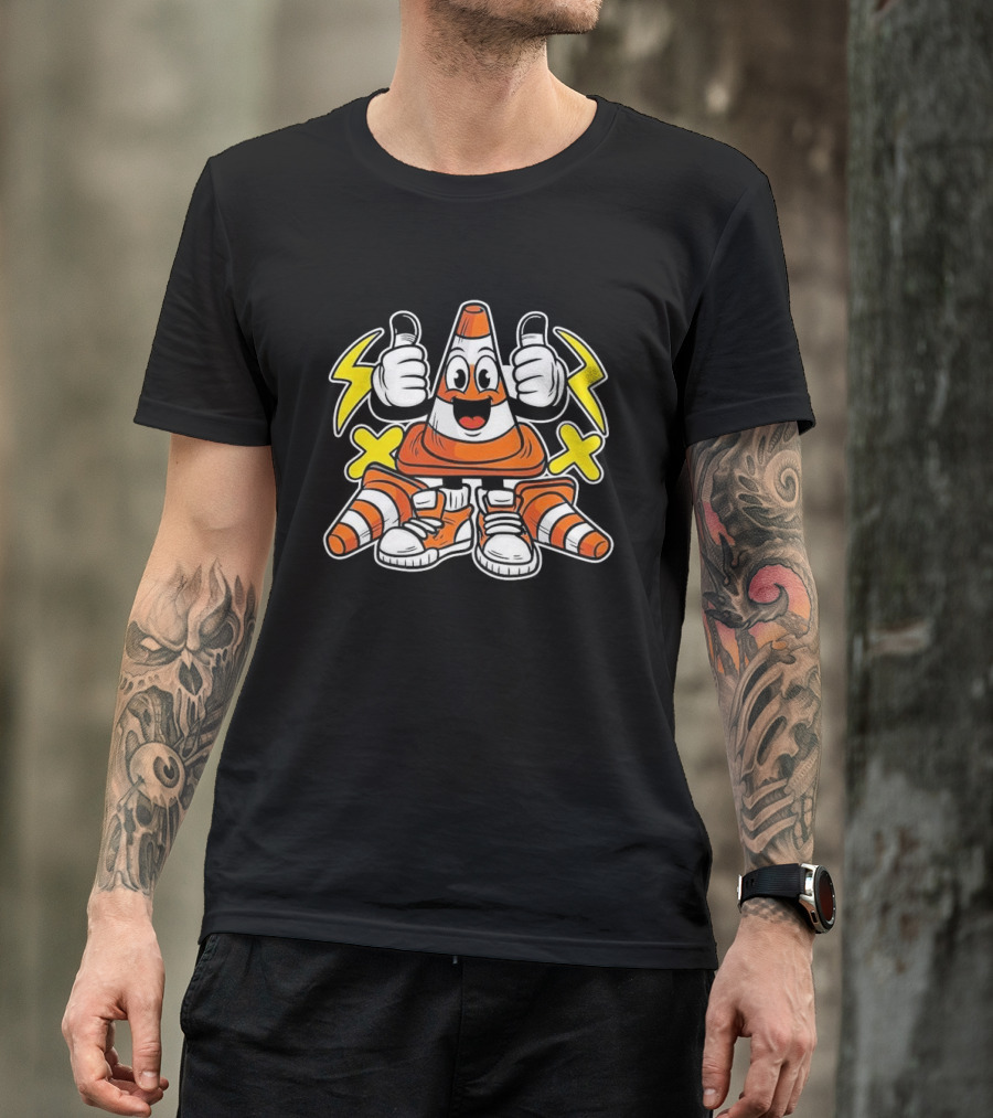 Hoist The Cone Pirates 2026 Thumbs Up Cartoon Cone Lightning And Cross Marks T-Shirt
