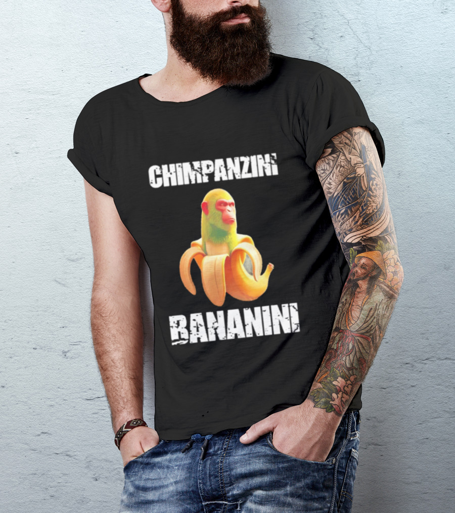Chimpanzins Bananine Monkey Peeling A Banana T-Shirt