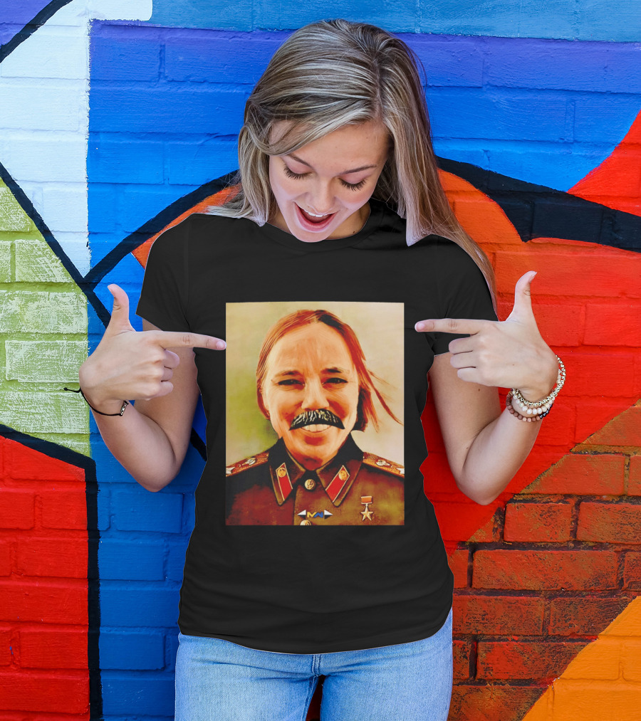 Comrade Bellows Military Portrait Caricature With Mustache T-Shirt
