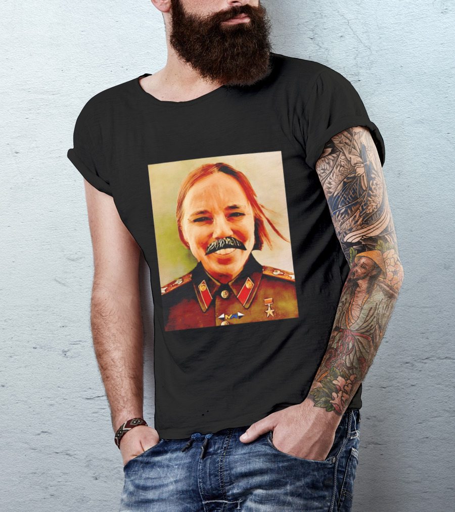 Comrade Bellows Military Portrait Caricature With Mustache T-Shirt