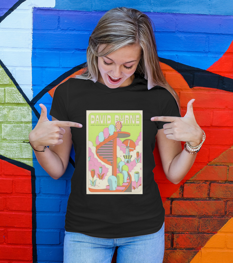 David Byrne Amsterdam Concert February 15 16 2026 Windmill T-Shirt