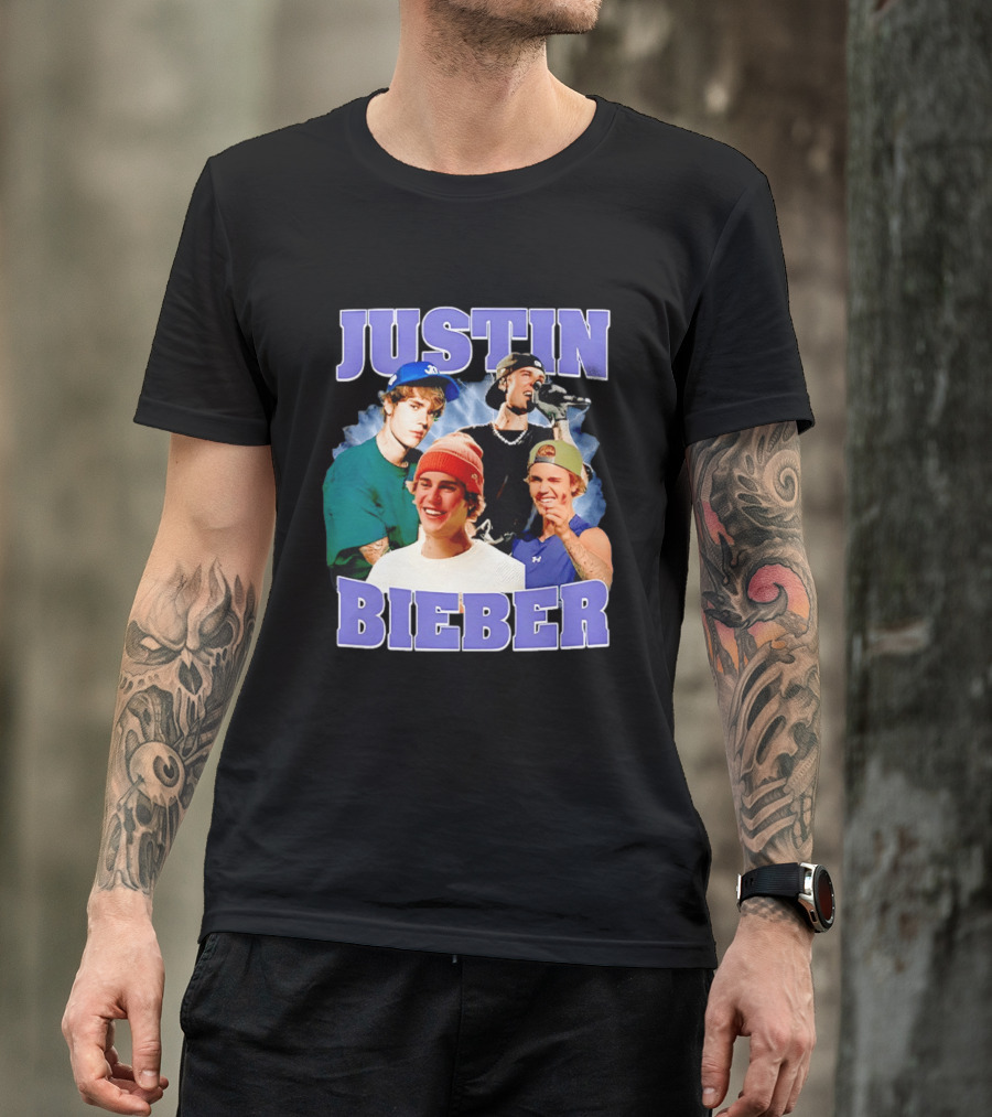 Justin Bieber Singing And Smiling With Various Iconic Looks T-Shirt