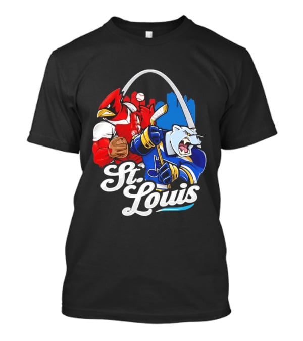 St. Louis Cardinals And St Louis Blues Skyline With Arch Sports Team Fans T-Shirt