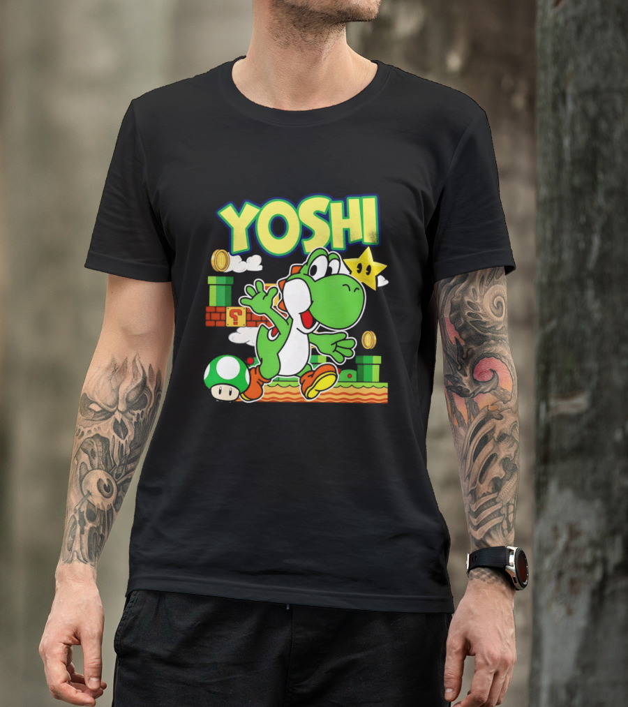 Yoshi Super Mario Bros Game Iconic Green Dinosaur Adventure T-Shirt