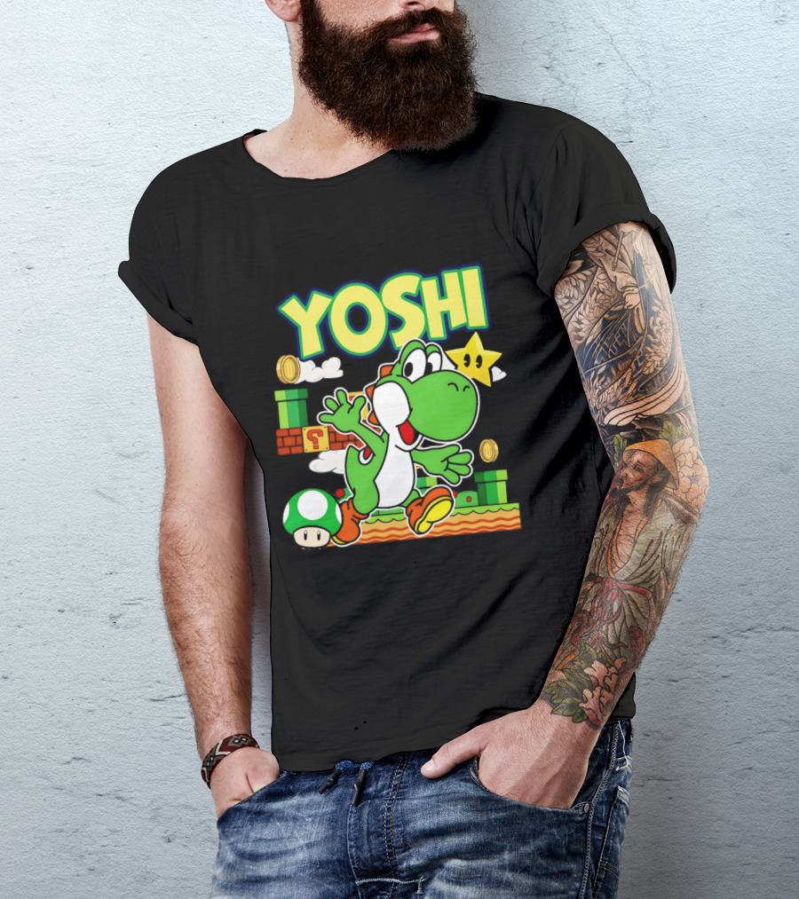 Yoshi Super Mario Bros Game Iconic Green Dinosaur Adventure T-Shirt