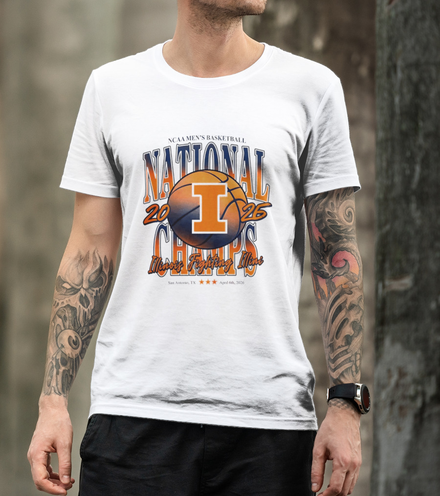 NCAA Men's Basketball National Champs 2026 Illinois Fighting Illini San Antonio April 6 T-Shirt