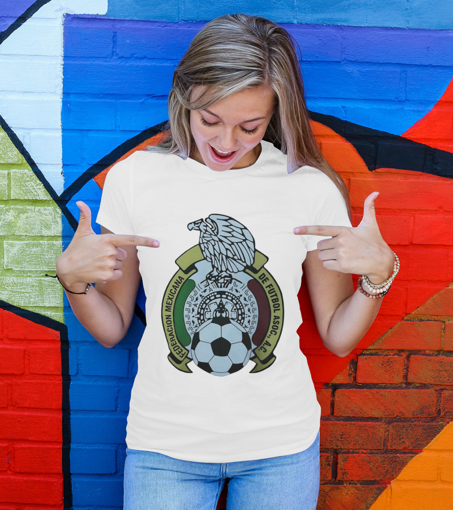 Federacion Mexicana De Futbol Asociacion AC Soccer Ball Emblem With Eagle And Aztec T-Shirt