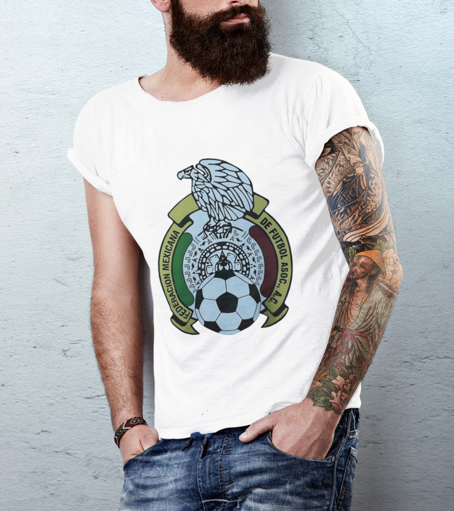 Federacion Mexicana De Futbol Asociacion AC Soccer Ball Emblem With Eagle And Aztec T-Shirt