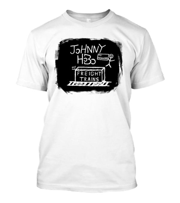 Johnny Hobo Freight Trains Stick Figure Drawing T-Shirt