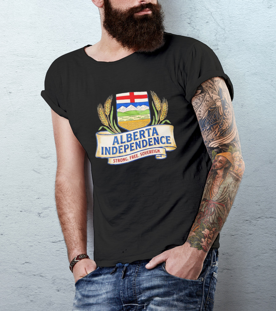 Alberta Independence Emblem Strong Free Sovereign Crest T-Shirt