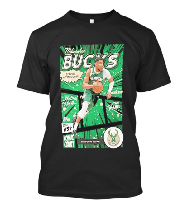 Milwaukee Bucks Giannis Antetokounmpo Comic Court Issue #34 T-Shirt