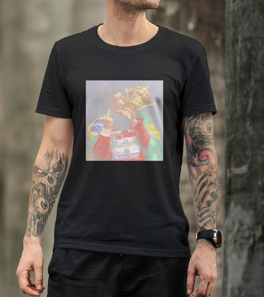Ayrton Senna Iconic F1 Trophy Celebration And Gesture T-Shirt