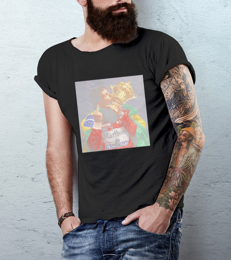 Ayrton Senna Iconic F1 Trophy Celebration And Gesture T-Shirt