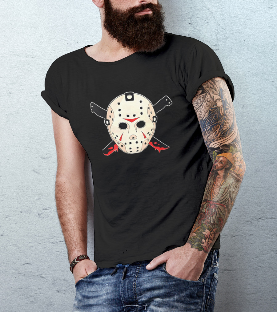 Jason Voorhees Mask Machete Horror Friday The 13th T-Shirt