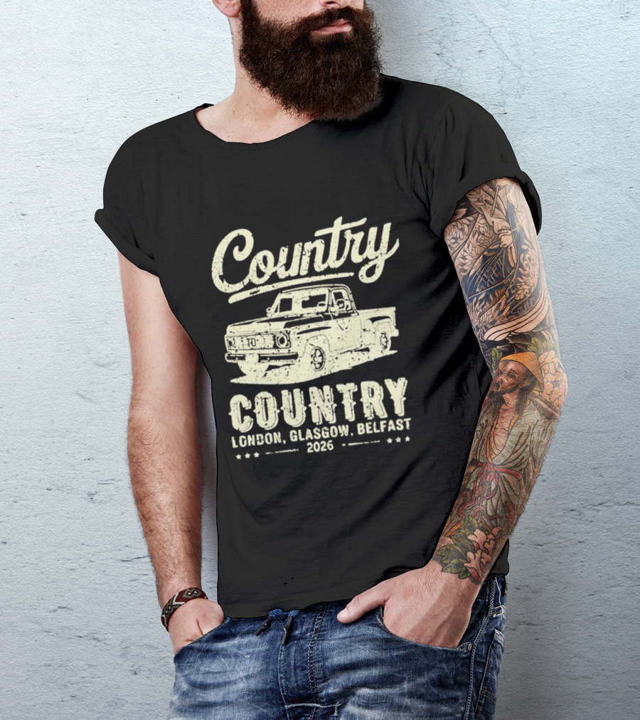 Country Pickup 2023 London Glasgow Belfast Retro Truck T-Shirt