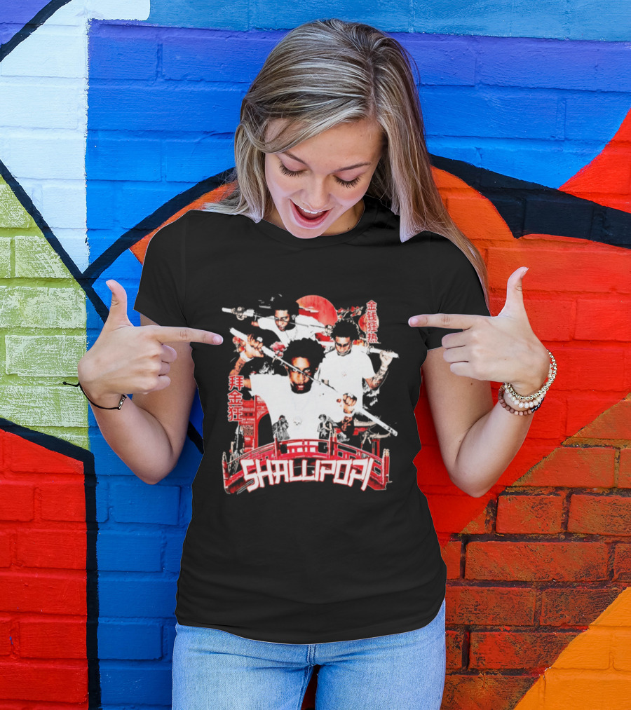 Shallipopi Samurai Warrior Red Bridge T-Shirt