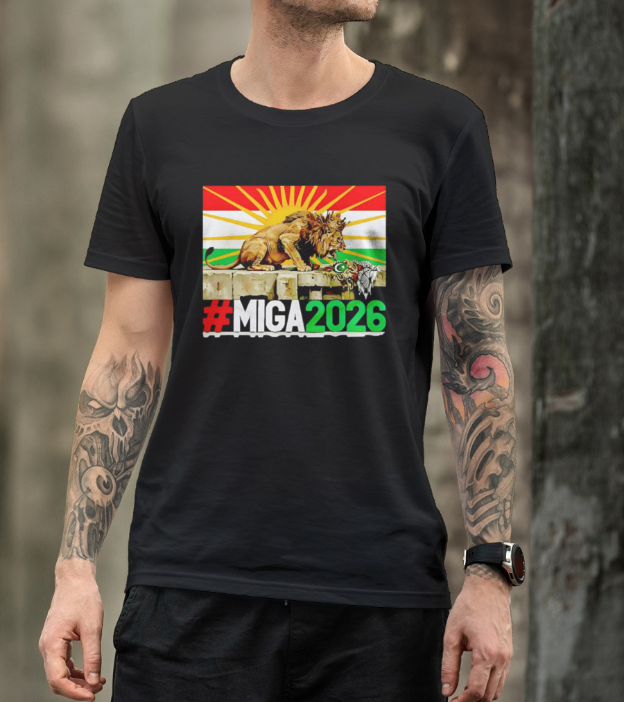 #MIGA 2026 Lion With Kurdistan Flag And Sun T-Shirt