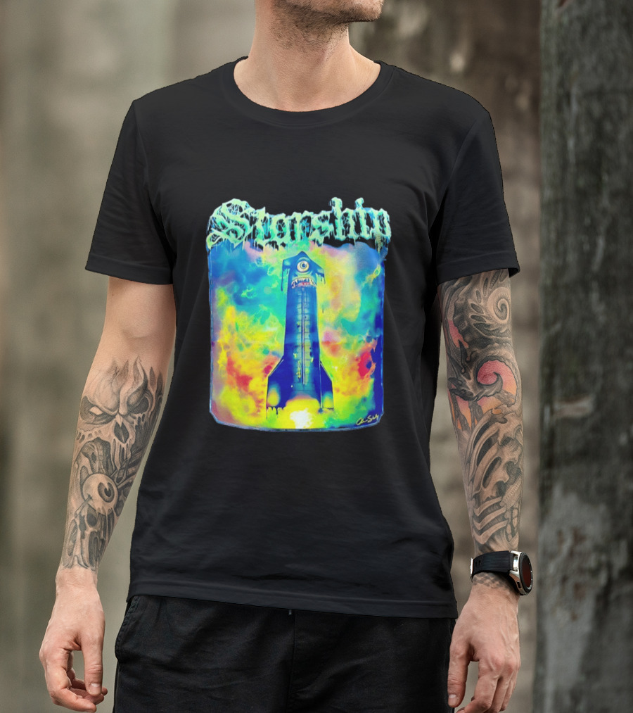Starship Colorful Cyclops Monster Rocket Explosion T-Shirt