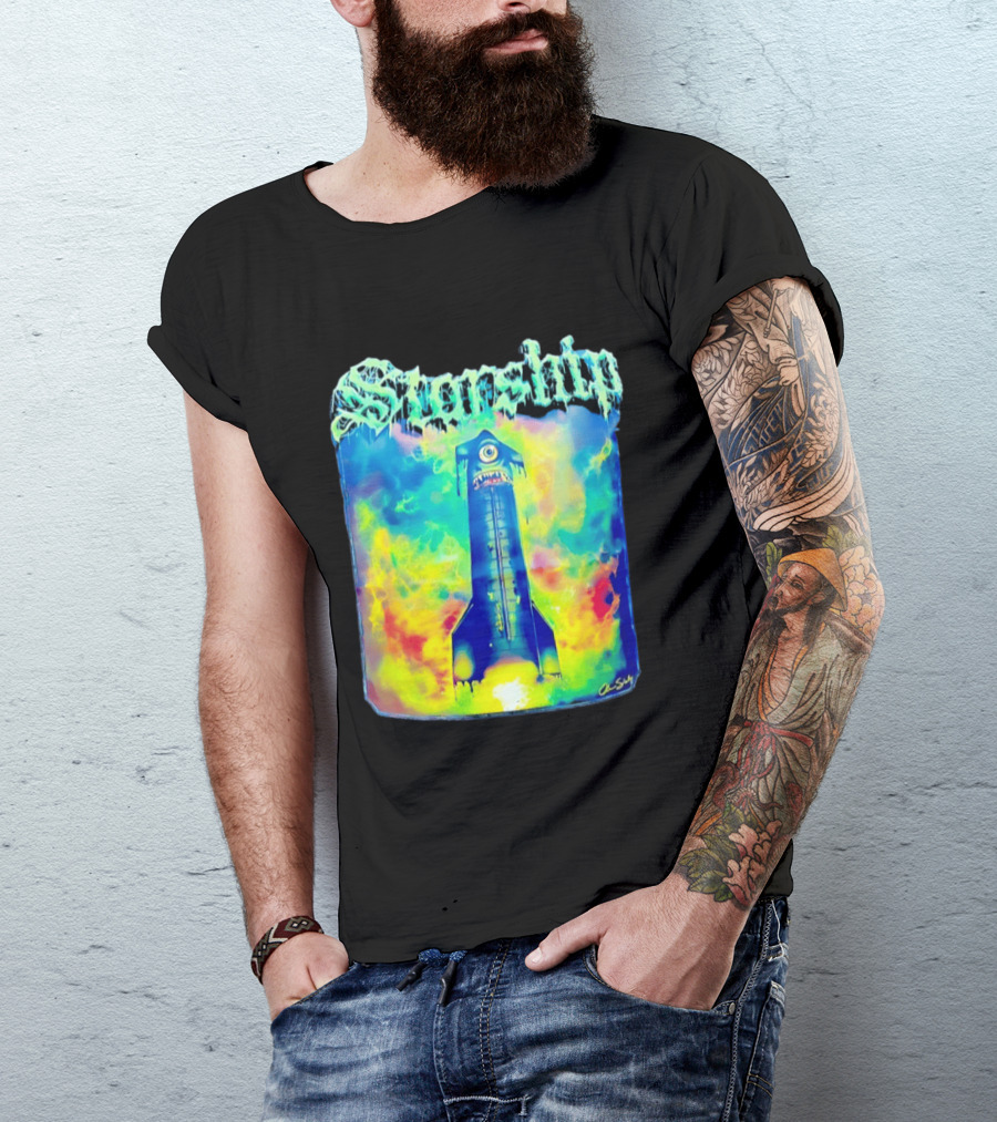 Starship Colorful Cyclops Monster Rocket Explosion T-Shirt