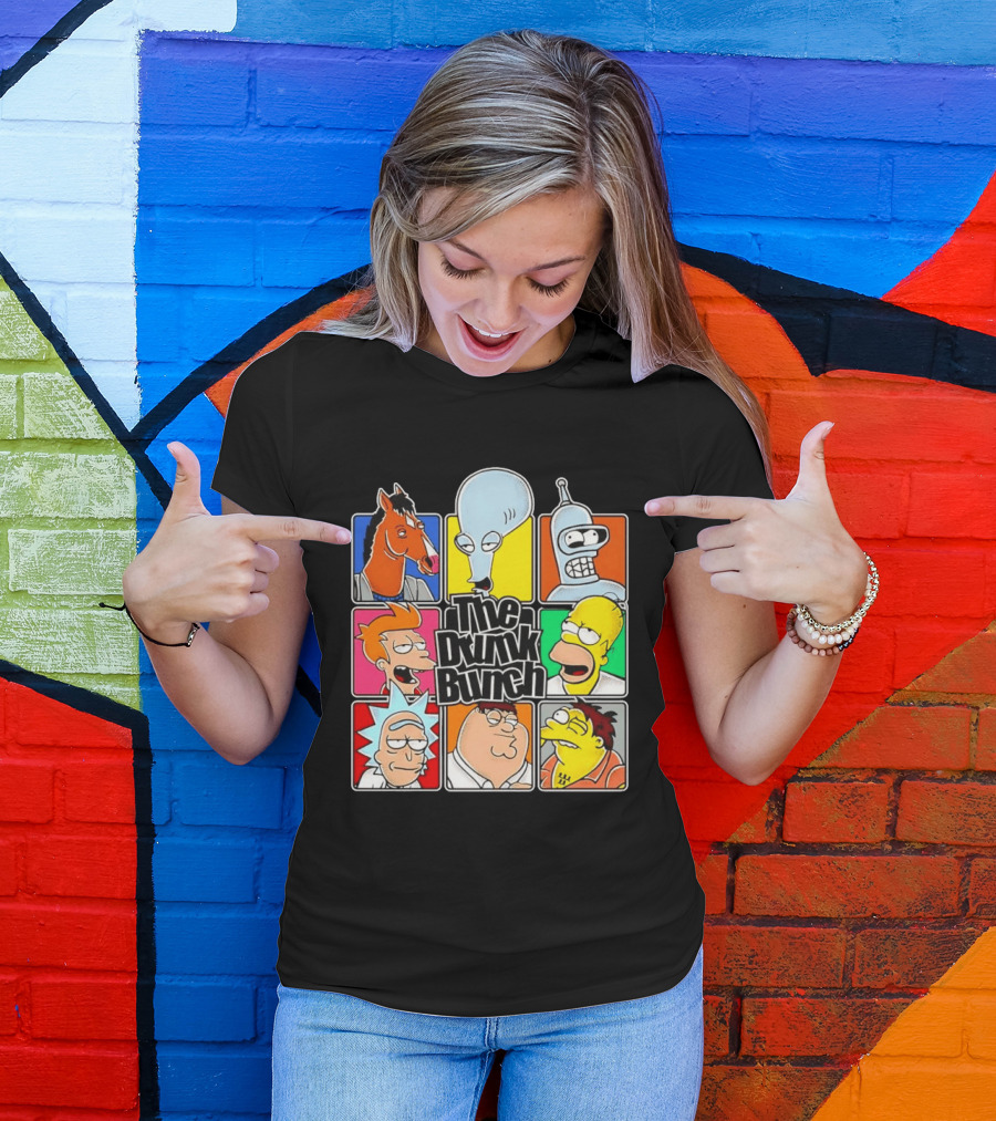 The Drunk Bunch Bojack Horseman Roger Bender Fry Rick Homer Peter Griffin Barney Gumble T-Shirt