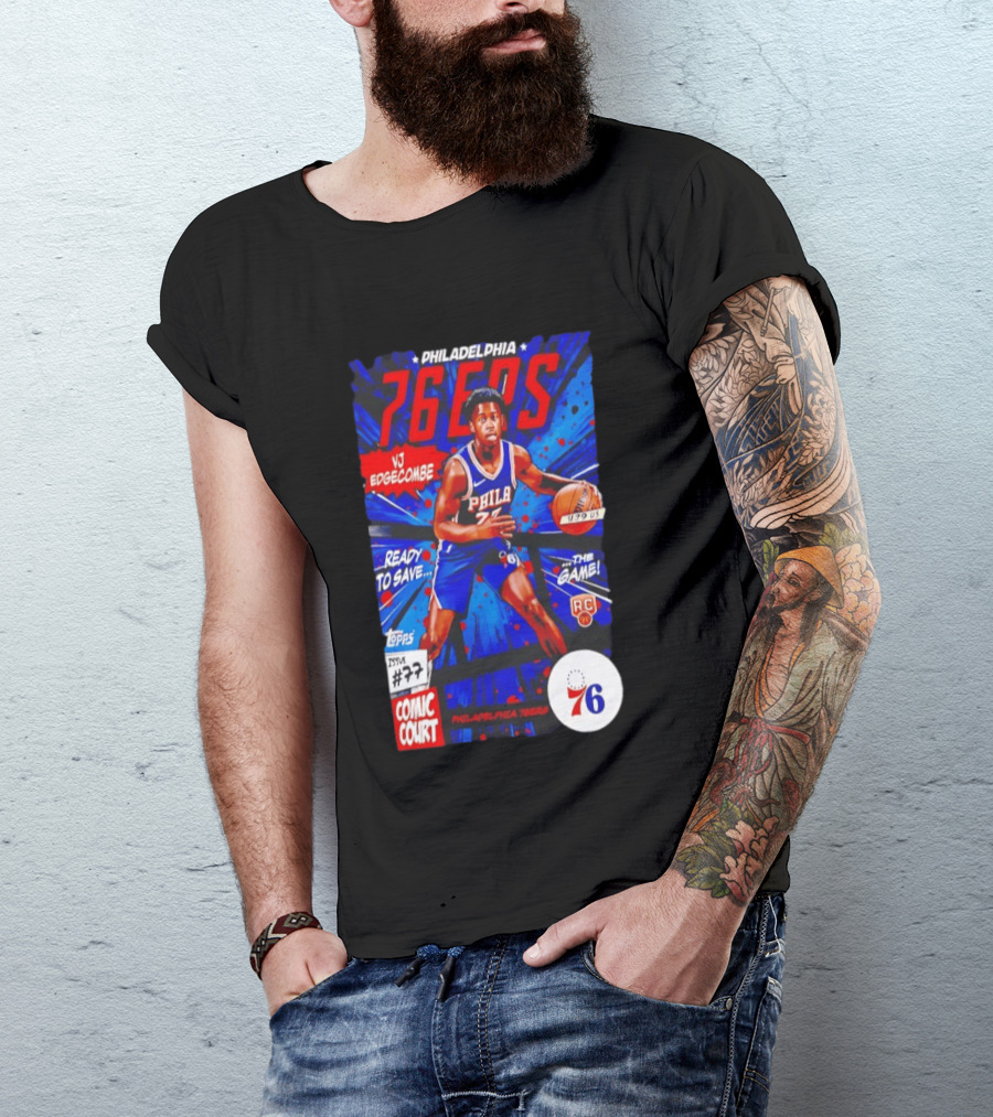 Philadelphia 76ers VJ Edgecombe Comic Court Ready To Save The Game T-Shirt
