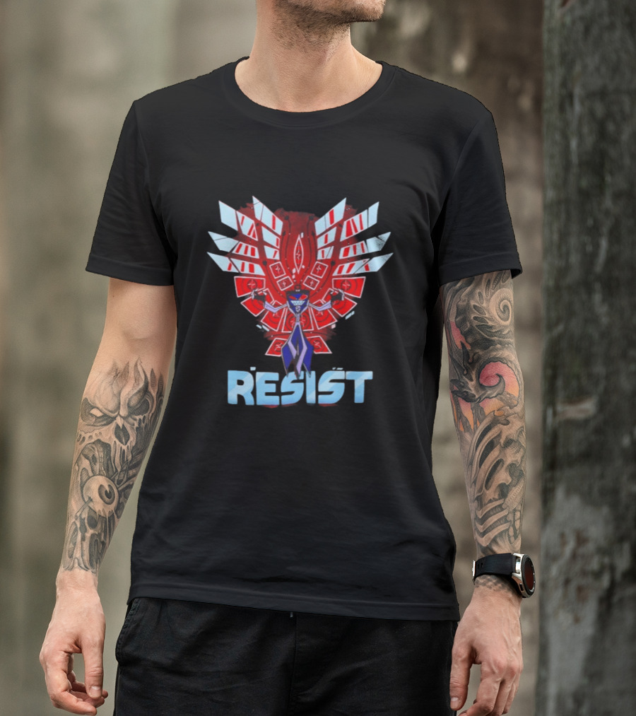 Hazbin Hotel Vox Resist Character Wings Red Blue T-Shirt
