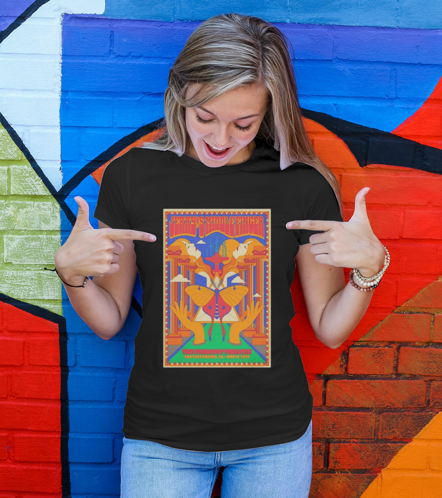 Jerry's Middle Finger The Fremont Theater San Luis Obispo CA May 15 2026 Psychedelic With Column And Faces T-Shirt