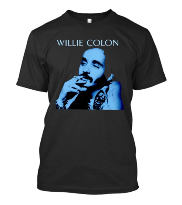 WILLIE COLON Blue Portrait Smoking Image T-Shirt