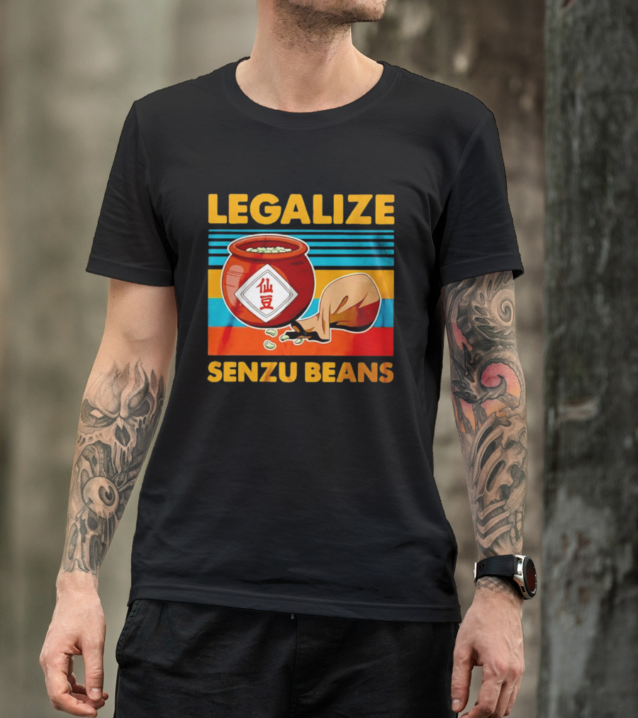 Legalize Senzu Beans Dragon Ball Kagome Jar Vintage Stripes T-Shirt