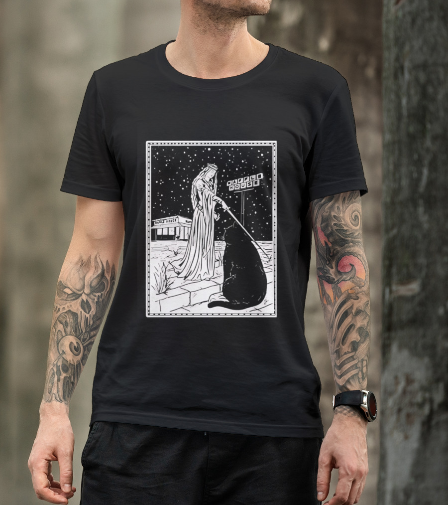 Medieval Cat Tarot Waffle House The Hermit T-Shirt