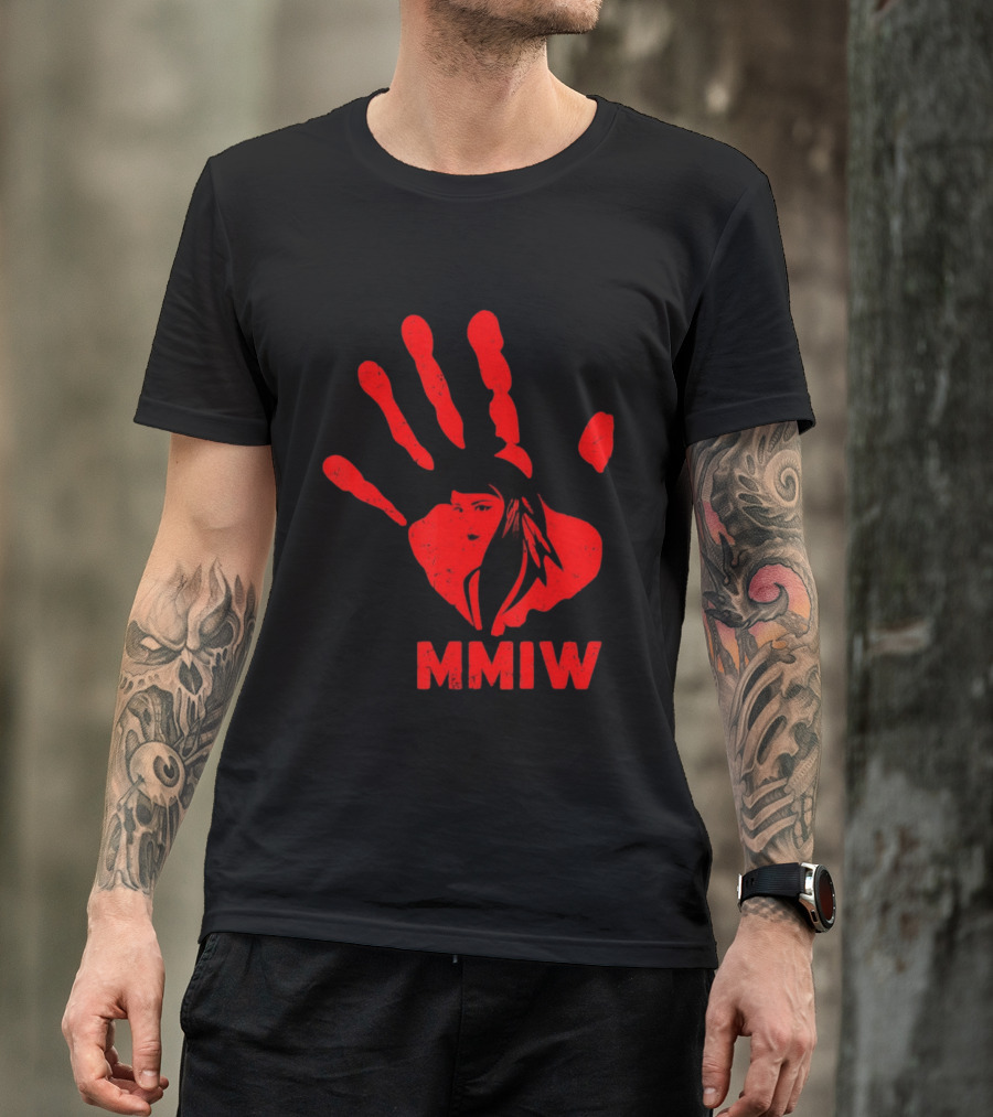 MMIW Red Handprint Symbol For Missing Murdered Indigenous Women Awareness T-Shirt