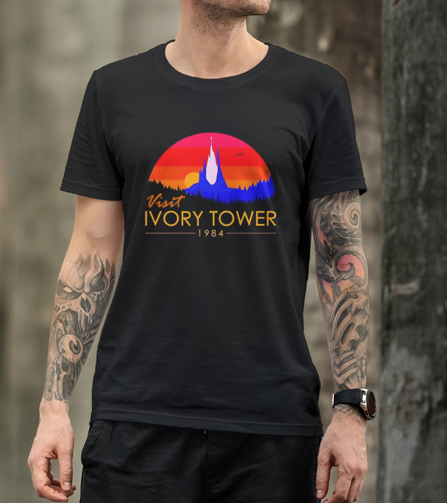 Visit Ivory Tower 1984 Sunset Silhouette The Neverending Story T-Shirt