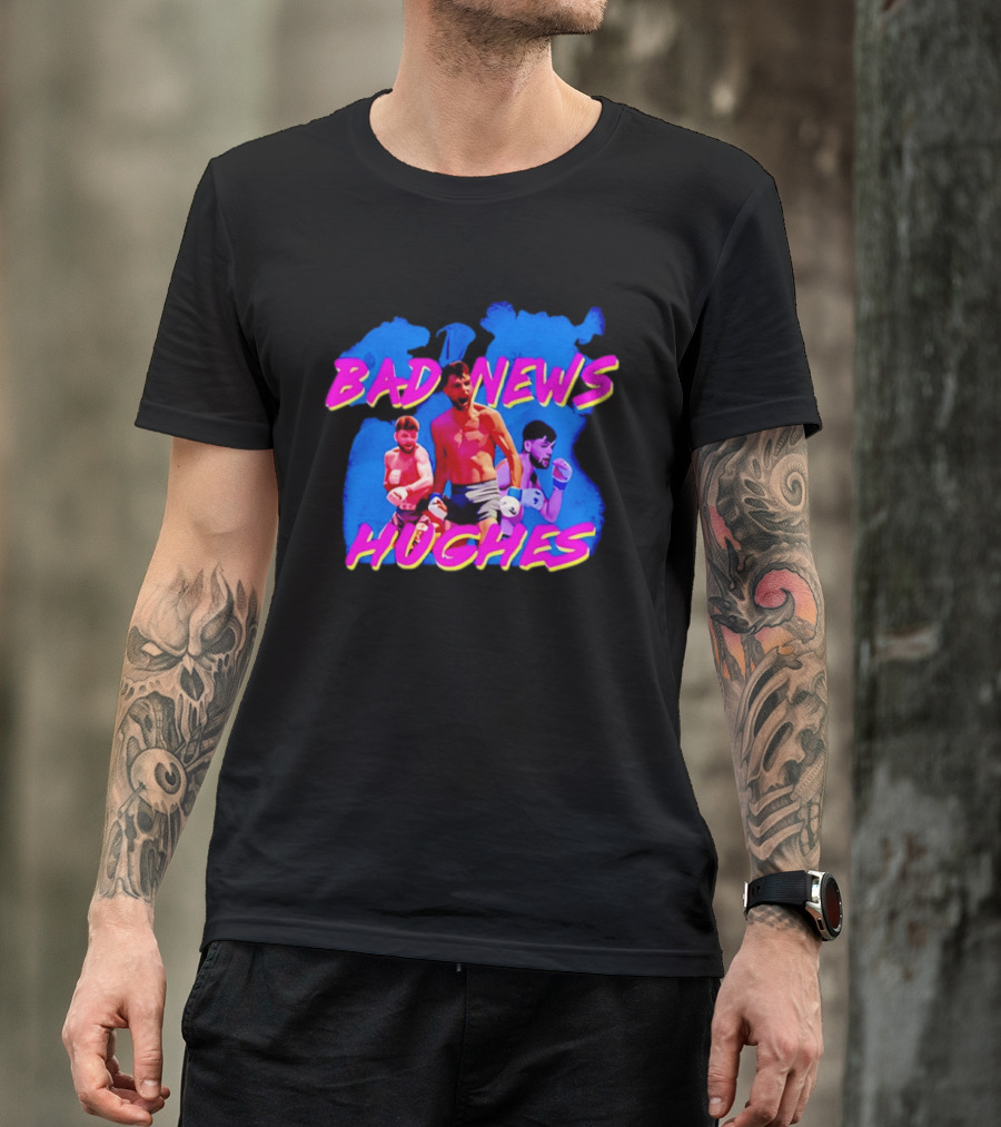 Bad News Hughes Boxing Fighter Action Trio T-Shirt