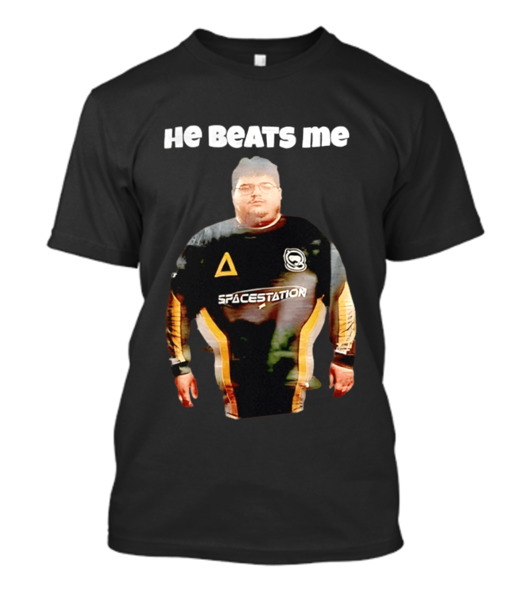 He Beats Me Spacestation Gaming Jersey T-Shirt